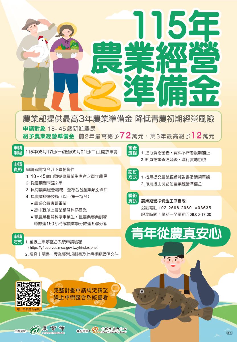 【115年度農業經營準備金:青年從農真安心】準備金申請即將開跑囉~-1